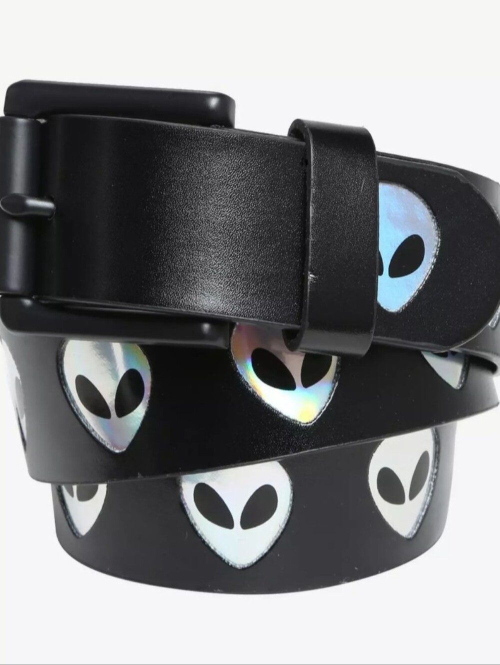 Hot Topic Iridescent Alien Head Faux Leather Belt Size Medium